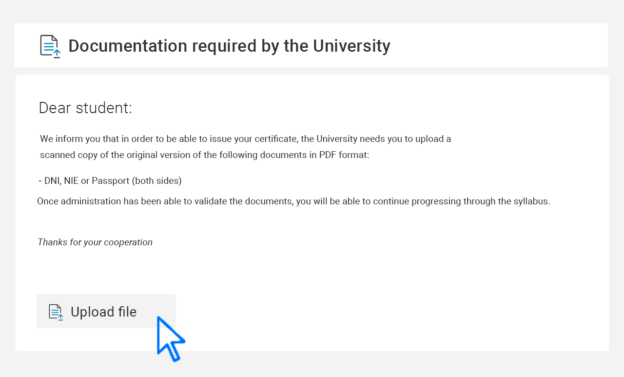 donde subir titulacion TECH Universidad